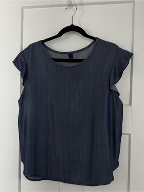 GAP Dark Navy Ruffle Sleeve Blouse
